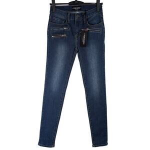 Etienne Marcel Classic Skinny Multi Zipper Denim Jeans Blue Women’s Size 25 NWT